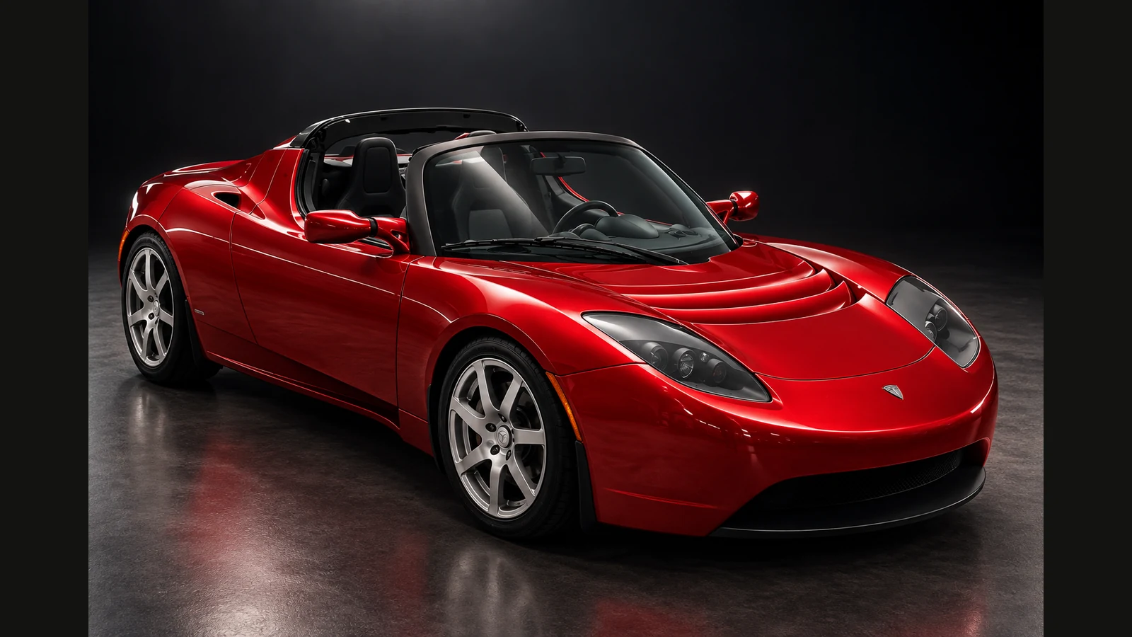 AI-rendered editorial scene inspired by the first-generation red Roadster